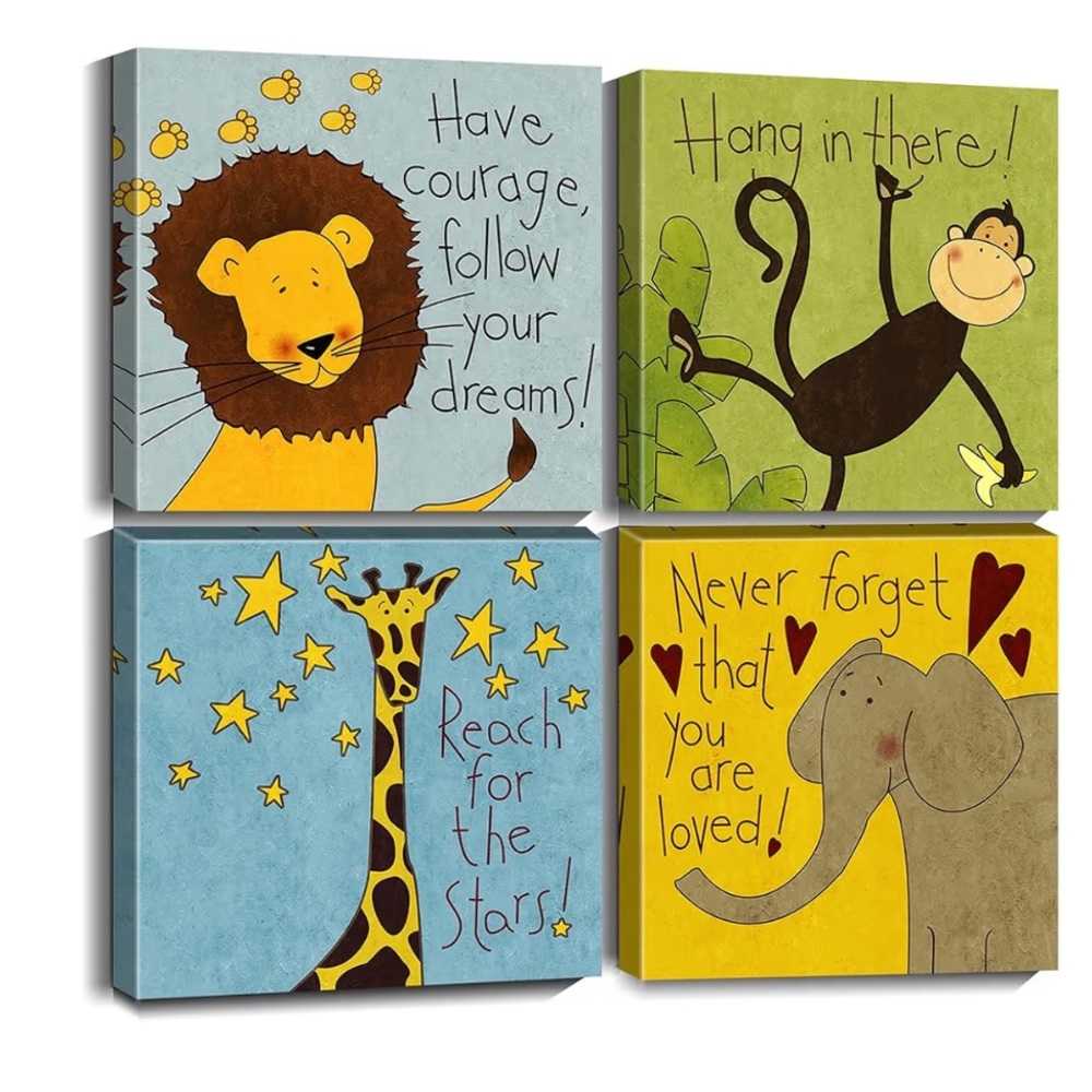 Animal Themed Motivational Wall Art Set